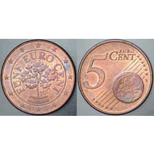 Banknoting Avusturya 5 Euro Cent 2017.