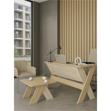 Dorpek Sora Ofis Takımı Ofis Masa ve Sehpa Seti Rota - Traverten