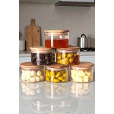 Denia Home | Borelia | 12'li Cam Kahvaltılık Seti & Saklama Kabı - Sızdırmaz Silikonlu Bambu Kapak