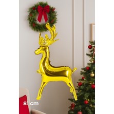 Parti Dükkanım 50×81 cm Altın Geyik Boynuzu Folyo Balon – Yılbaşı Parti ve Dekor Balonu