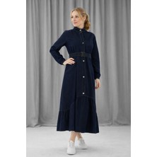 Hiramir Kadın Kemer Detaylı Denim Kot  Elbise YZ2614