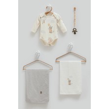 Caramell Basıc Kutulu Body Ikili Battaniye Emzik Askılı Dörtlü SET-85X90 cm - Gri - 0 - 12 Ay Gri