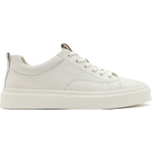 Derimod Erkek Beyaz Bağcıklı Kalın Tabanlı Deri Sneaker 26SFD692718