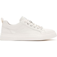 Derimod Erkek Beyaz Bağcıklı Kalın Tabanlı Deri Sneaker 26SFD690918