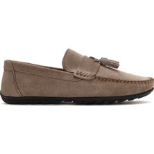 Derimod Erkek Bej Püsküllü Süet Deri Loafer 26SFD754610