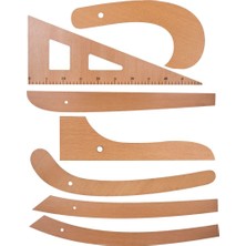 Hobi Market Art HOBİ MARKET ART 7 Parça Ahşap Cetvel Riga Gönye Seti Araç Gereçler Renk: Ahşap Ölçüler: Standart