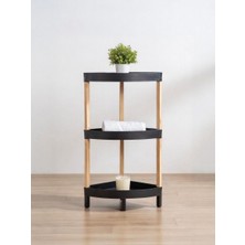 Modern Ahşap Detaylı 3 Katlı Köşe Rafı - Mutfak Düzenleyici & Banyo Organizeri