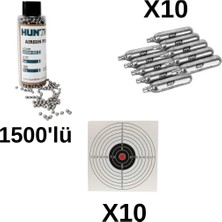Hunthink 1500'LÜ Çelik Bilye 4,5 Mm+ Co2 Tüp 10 Adet+10 Adet Hedef Kağıdı