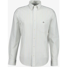 Gant Erkek Beyaz Regular Fit Çizgili Logolu Gömlek 3260023.110