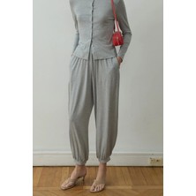 Suud Collection Gri Cosie Şalvar Dökümlü Pantolon