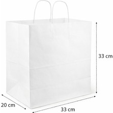 Büküm Saplı Beyaz Kağıt Çanta 33X20X33 cm (25'li)