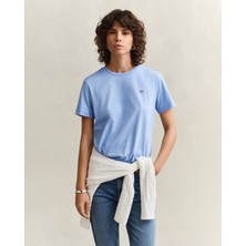 Gant Kadın Mavi Bisiklet Yaka Regular Fit Logolu T-Shirt 4200200.424