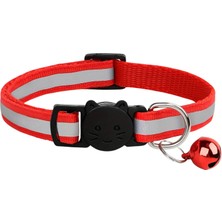 Store Reflektörlü Zilli Ayarlanabilir Kedi Köpek Tasması Gece Işıkta Parlayan Güvenli Kedi Boyun Tasması