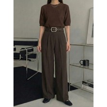 Miostil Kemer Detay Pantolon-Kahve