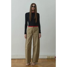Suud Collection Haki Raffy Geniş Paça Pantolon
