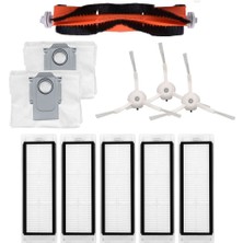 Parmis Roborock Uyumlu Q5+ Robot Süpürge Ana Fırça, Hepa Filtre X5, Yan Fırça X3, Toz Torbası X2