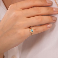 By Milo Jewellery 14 Ayar Blue Whısper Şovalye Yüzük