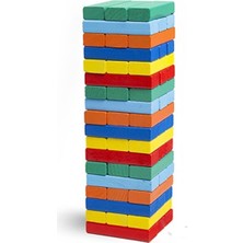 Güzelyüz Avm Jenga Denge Oyunu Renkli 54 Parça Cezalı Tower Jenga Ahşap Büyük Boy