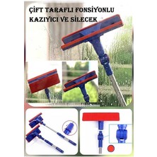Güzelyüz Avm Teleskopik Çift Taraflı Pratik Cam Silme Aparatı Cam Silme Mopu | Mikrofiber Bezli Cam Silecek