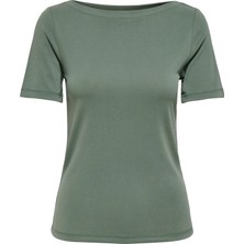 Only Kadın Kayık Yaka Yeşil T-Shirt - 15367559