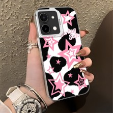 HONTINGA Vivo Y28 ile Uyumlu Kılıfı Silikon Kenar Sert Arka Düşüme Önleyici Basitlik Anti Düşme Kamera Korumali Renkli Yıldızlar Desen Telefon Kılıfı Kadın ve Erkek Için Uygundur K1-0702