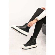 Bestello Bağcıklı Fermuarlı Termo Taban Hakiki Deri Düz Bot 101-23028-02 Kadın Bot