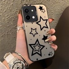 HONTINGA Vivo Y28 ile Uyumlu Kılıfı Silikon Kenar Sert Arka Düşüme Önleyici Basitlik Anti Düşme Kamera Korumali Yıldız Desen Telefon Kılıfı Kadın ve Erkek Için Uygundur K1-0703