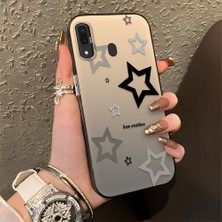 HONTINGA Samsung Galaxy A20 ile Uyumlu Kılıfı Silikon Kenar Sert Arka Düşüme Önleyici Basitlik Anti Düşme Kamera Korumali Yıldız Desen Telefon Kılıfı Kadın ve Erkek Için Uygundur K1-0704