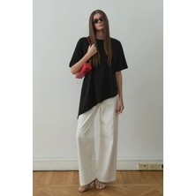 Suud Collection Siyah Asimetrik Oversize Tişört