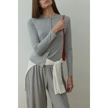 Suud Collection Gri Cosie Düğmeli Hırka