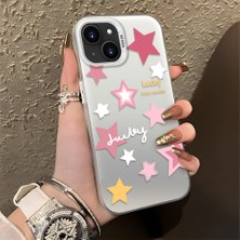 HONTINGA iPhone 13 Mini ile Uyumlu Kılıfı Silikon Kenar Sert Arka Düşüme Önleyici Basitlik Anti Düşme Kamera Korumali Pembe Yıldız Desen Telefon Kılıfı Kadın ve Erkek Için Uygundur K1-0707