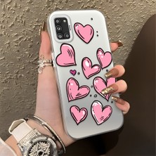 HONTINGA Samsung Galaxy A31 ile Uyumlu Kılıfı Silikon Kenar Sert Arka Düşüme Önleyici Basitlik Anti Düşme Kamera Korumali Kalp Desen Telefon Kılıfı Kadın ve Erkek Için Uygundur K1-0708