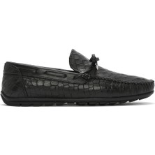 Derimod Erkek Siyah Kroko Deri Loafer 26SFD7544E3
