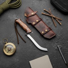 Tanem Craft Ceviz Sap 29 cm Yatay Bel Kılıflı Model Kamp Bıçağı