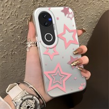 HONTINGA Vivo V50 ile Uyumlu Kılıfı Silikon Kenar Sert Arka Düşüme Önleyici Basitlik Anti Düşme Kamera Korumali Yıldız Desen Telefon Kılıfı Kadın ve Erkek Için Uygundur K1-0709