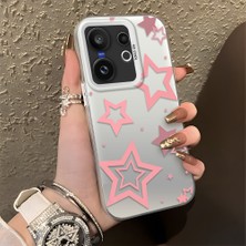 HONTINGA Vivo X200 Fe ile Uyumlu Kılıfı Silikon Kenar Sert Arka Düşüme Önleyici Basitlik Anti Düşme Kamera Korumali Yıldız Desen Telefon Kılıfı Kadın ve Erkek Için Uygundur K1-0709