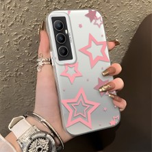 HONTINGA Realme C65 4g ile Uyumlu Kılıfı Silikon Kenar Sert Arka Düşüme Önleyici Basitlik Anti Düşme Kamera Korumali Yıldız Desen Telefon Kılıfı Kadın ve Erkek Için Uygundur K1-0709