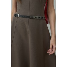 Suud Collection Siyah Metal Parça Detaylı Kemer