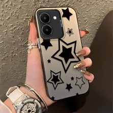 HONTINGA Vivo Y36 ile Uyumlu Kılıfı Silikon Kenar Sert Arka Düşüme Önleyici Basitlik Anti Düşme Kamera Korumali Yıldız Desen Telefon Kılıfı Kadın ve Erkek Için Uygundur K1-0709