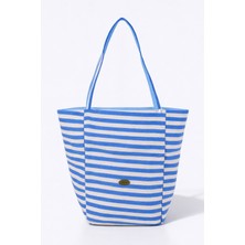 Ecrou Yoyoso Geniş Hacimli, Çift Taraflı  Mavi Çizgili Plaj Çantası