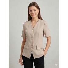 Ekol V Yaka Gold Düğmeli Ceket 1128