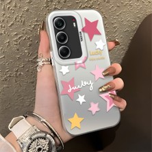 HONTINGA Tecno Camon 40 ile Uyumlu Kılıfı Silikon Kenar Sert Arka Düşüme Önleyici Basitlik Anti Düşme Kamera Korumali Pembe Yıldız Desen Telefon Kılıfı Kadın ve Erkek Için Uygundur K1-0707