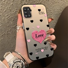 HONTINGA Samsung Galaxy A31 ile Uyumlu Kılıfı Silikon Kenar Sert Arka Düşüme Önleyici Basitlik Anti Düşme Kamera Korumali Kalp Desen Telefon Kılıfı Kadın ve Erkek Için Uygundur K1-0708