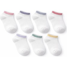 Solde 7’li Çocuk/genç/yetişkin Pamuklu Günlük Çorap – Çizgili & Düz Renk Kombin, Yumuşak Dokulu, Kaliteli