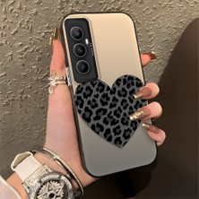 HONTINGA Realme C65 4g ile Uyumlu Kılıfı Silikon Kenar Sert Arka Düşüme Önleyici Basitlik Anti Düşme Kamera Korumali Leopar Kalp Desen Telefon Kılıfı Kadın ve Erkek Için Uygundur K1-0715