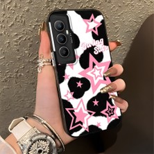 HONTINGA Realme C65 4g ile Uyumlu Kılıfı Silikon Kenar Sert Arka Düşüme Önleyici Basitlik Anti Düşme Kamera Korumali Renkli Yıldızlar Desen Telefon Kılıfı Kadın ve Erkek Için Uygundur K1-0702