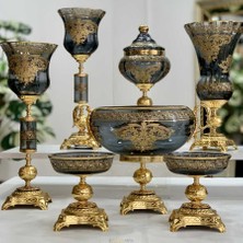 Dekor Arya 7 Parça Napoli̇ Salon Aksesuar Konsol Seti̇ Füme