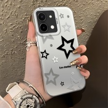 HONTINGA Vivo Y28 ile Uyumlu Kılıfı Silikon Kenar Sert Arka Düşüme Önleyici Basitlik Anti Düşme Kamera Korumali Yıldız Desen Telefon Kılıfı Kadın ve Erkek Için Uygundur K1-0703