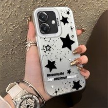 HONTINGA Oppo A3X 4g ile Uyumlu Kılıfı Silikon Kenar Sert Arka Düşüme Önleyici Basitlik Anti Düşme Kamera Korumali Yıldız Desen Telefon Kılıfı Kadın ve Erkek Için Uygundur K1-0704