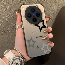 HONTINGA Vivo X300 ile Uyumlu Kılıfı Silikon Kenar Sert Arka Düşüme Önleyici Basitlik Anti Düşme Kamera Korumali Yıldız Desen Telefon Kılıfı Kadın ve Erkek Için Uygundur K1-0704
